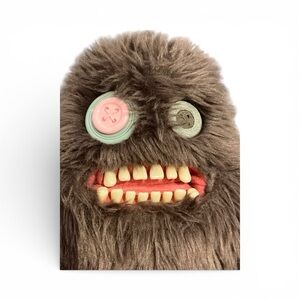 FUGGLER Sasquoosh Brown 9" RARE Funny Ugly Monster Plush Big Teeth Pink Eye